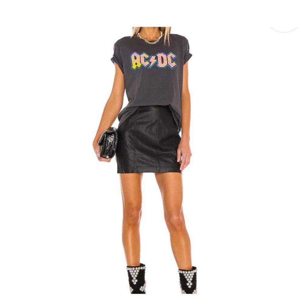 Free People Vegan Leather Mini Skirt Modern Femme  Black Size 2